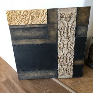 Square wood wall decor art - brown/beige 30x30